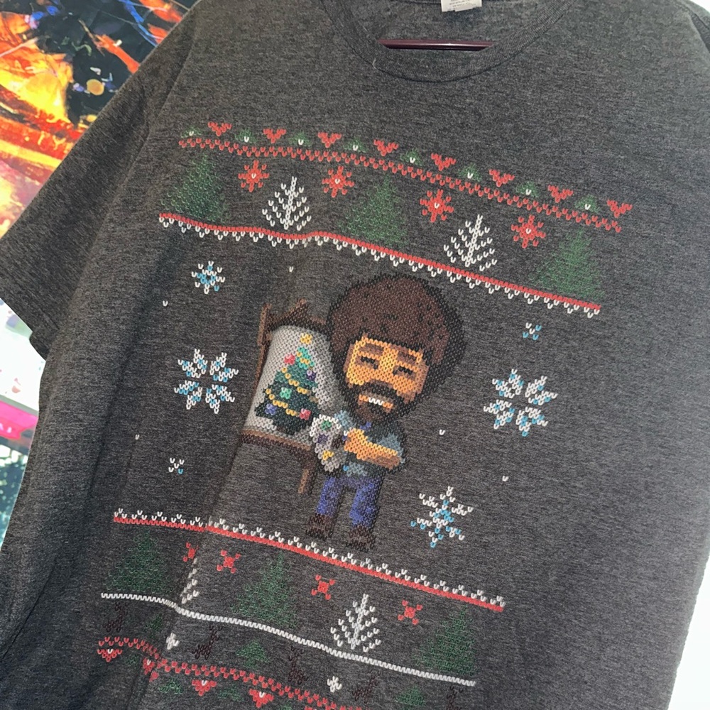 2 Bob Ross shirts , used but it’s Bob Ross lol both Xl